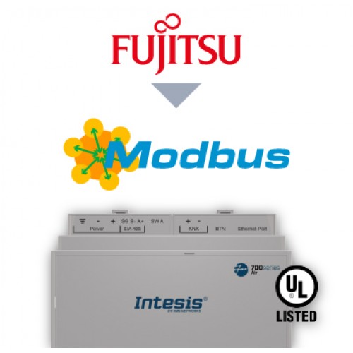 Intesis IN775FGL00SO000 Шлюз BACnet для кондиционеров Интерфейс переменного тока Fujitsu с поддержкой KNX, последовательного порта и IP — до 16 внутренних блоков, 12 наружных блоков Intesis арт. IN775FGL00SO000