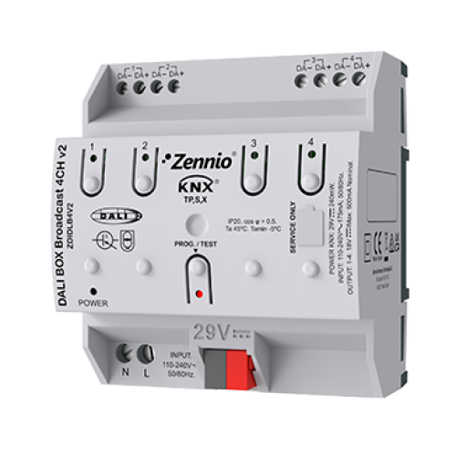 Zennio ZIOMBSH4V3 MAXinBOX SHUTTER 4CH v3. Привод жалюзи с 4 каналами KNX Secure