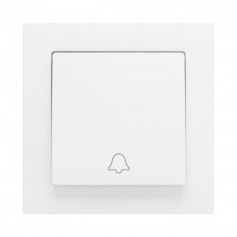ZS55 – Выключатель с 1 кнопкой для 1 двоичного входа размером 55×55 мм матовый белый, иконка звонка арт. ZS551PB1DMW