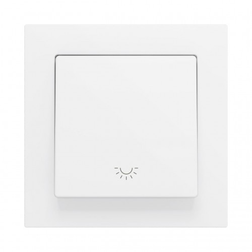 ZS55 – Выключатель с 1 кнопкой для 1 двоичного входа размером 55×55 мм матовый белый, иконка освещения арт. ZS551PB1LMW