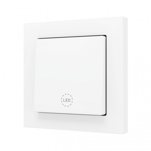 ZS55 – Выключатель с 1 кнопкой для 1 двоичного входа размером 55×55 мм матовый белый, кастомный арт. ZS551PB1MWC