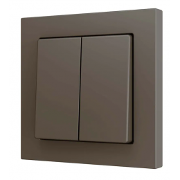 Zennio ZS552PB2M ZS55, 2х кнопочный выключатель  для 2-х бинарных входов 55x55 мм – цвет мокко, арт. ZS552PB2M