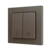 Zennio ZS552PB2MC ZS55, 2х кнопочный выключатель  для 2-х бинарных входов 55x55 мм – цвет мокко, возможность гравировки на заказ, арт. ZS552PB2MC