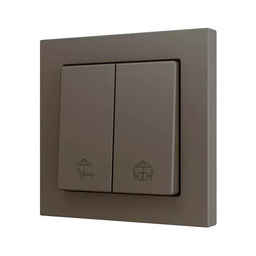 Zennio ZS552PB2MC ZS55, 2х кнопочный выключатель  для 2-х бинарных входов 55x55 мм – цвет мокко, возможность гравировки на заказ, арт. ZS552PB2MC
