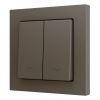 Zennio ZS552PB2SHM ZS55, 2х клавишный выключатель для 2х бинарных входов 55x55 мм – возможность гравировки, цвет мокко, арт. ZS552PB2SHM
