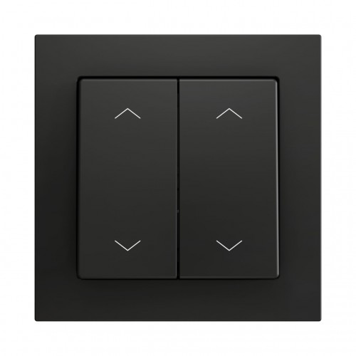 ZS55 – Выключатель с 2 кнопками для 4 двоичных входов размером 55×55 мм чёрный, значки затвора арт. ZS552PB4SA