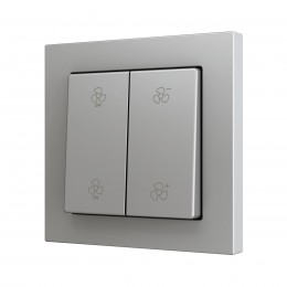 ZS55 – Выключатель с 2 кнопками для 4 двоичных входов размером 55×55 мм серый, значки затвора арт. ZS552PB4SC