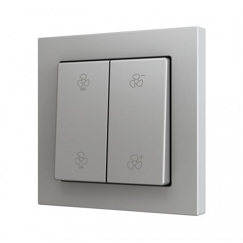 ZS55 – Выключатель с 2 кнопками для 4 двоичных входов размером 55×55 мм серый, значки затвора арт. ZS552PB4SC