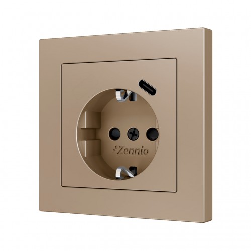 Крышка для розетки + USB-A+USB-C шампань арт. ZS55CSC1USC