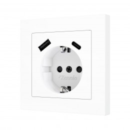 ZS55 – Schuko socket with USB C + A накладка на розетку 55 x 55 mm матовый белый арт. ZS55CSC2USMW