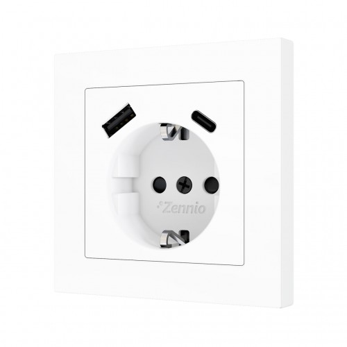 ZS55 – Schuko socket with USB C + A накладка на розетку 55 x 55 mm матовый белый арт. ZS55CSC2USMW