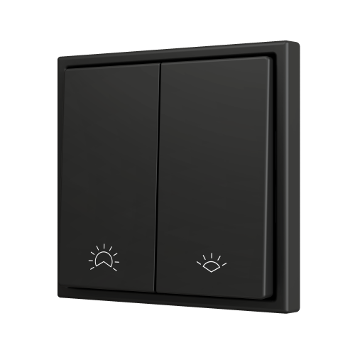 Zennio ZS702PB2AC ZS70, Двойная кнопка для 2 бинарных входов 70x70 мм – Антрацит, На заказ арт.ZS702PB2AC