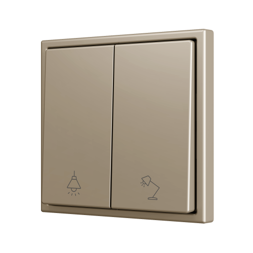Zennio ZS702PB2CC ZS70, Двойная кнопка для 2 бинарных входов 70x70 мм – Шампанское – На заказ. арт.ZS702PB2CC