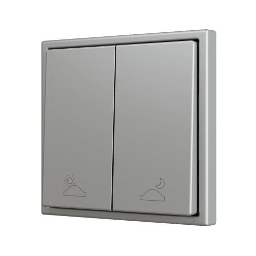 Zennio ZS702PB2SC ZS70, Двойная кнопка для 2 бинарных входов 70x70 мм – Серебристый – На заказ - арт. ZS702PB2SC