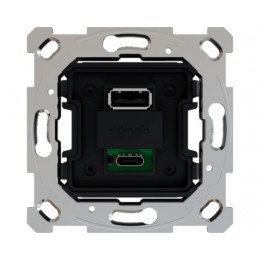 Zennio ZSI2UCA ZS55/ZS70. Двойной USB-модуль для зарядки (C+A) - 5 В / 3,5 А (без крышки)