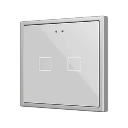 Zennio ZVIF70X2S Flat 70х2. PC-ABS Емкостный выключатель 70x70 - 2 кнопки - Серебристый (рамка ZS70 не входит в комплект) арт. ZVIF70X2S