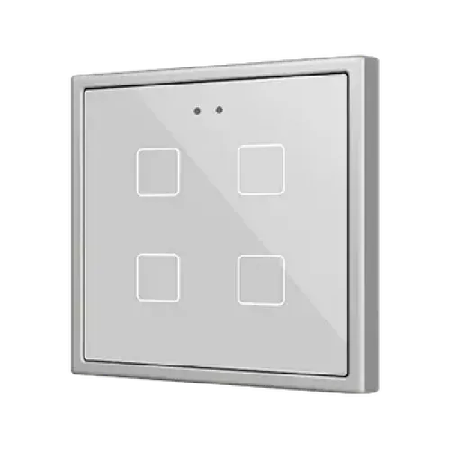 Zennio ZVIF70X4S Flat 70х4 PC-ABS - Ёмкостный выключатель  70x70 - 4 кнопки - серебристый (рамка ZS70 не входит в комплект) арт. ZVIF70X4S
