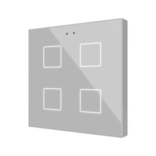 ZENNIO ZVIFR4S KNX-Tastsensor Flat RGB - Емкостный сенсорный выключатель с подсветкой - 4-кнопки - серебристый-  арт. ZVIFR4S