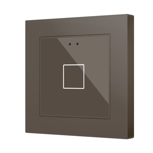 Zennio ZVIFR55X1C Емкостный сенсорный выключатель с RGB-подсветкой (55 x 55 мм) Flat RGB 55 X1 арт. ZVIFR55X1M цвет мокко