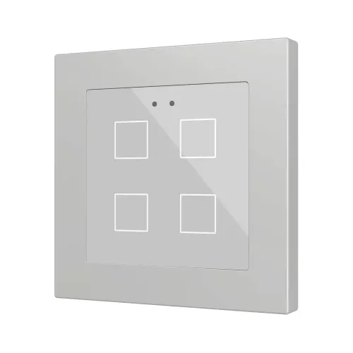 Zennio ZVIFR55X4S Емкостный сенсорный выключатель с RGB-подсветкой (55 x 55 мм) Flat RGB 55 X4 - серебристый -  арт. ZVIFR55X4S