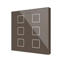 ZENNIO ZVIFR6M KNX Емкостный сенсорный выключатель Flat с подсветкой RGB-6 кнопок-мокко- арт.ZVIFR6M