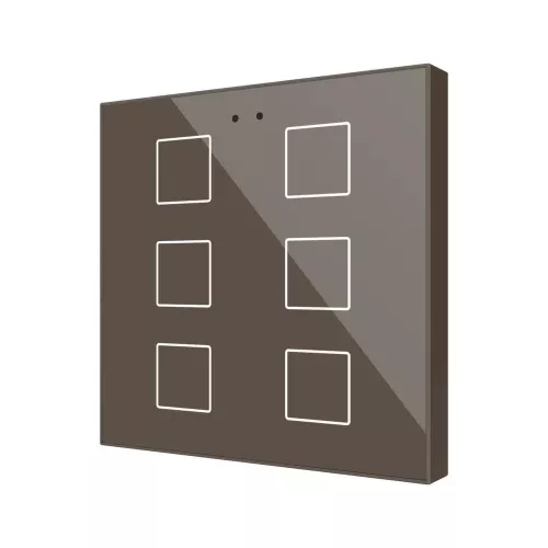 ZENNIO ZVIFR6M KNX Емкостный сенсорный выключатель Flat с подсветкой RGB-6 кнопок-мокко- арт.ZVIFR6M