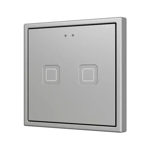 ZENNIO  ZVITR70X2S KNX Емкостный сенсорный выключатель Tecla с RGB -подсветкой - 70*70 2 кнопки -серебристый- арт.ZVITR70X2S