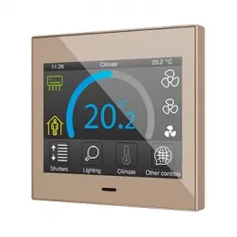 Zennio ZVIZ35V3C Емкостная сенсорная панель с 3,5-дюймовым дисплеем и датчиком влажности Z35 v3, цвет: шампань арт. ZVIZ35V3C