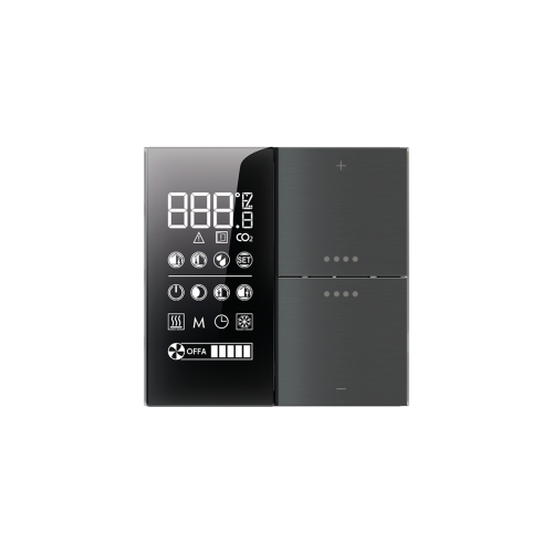 (Снято с производства) Комплект 2 клавиши пластиковые с УФ-печатью для комнатного регулятора температуры EP 2 / EQ 2 версия 2019 Металл титан арт. EK-TQQ-GBS-EP2 Продается только при предоставлении проекта