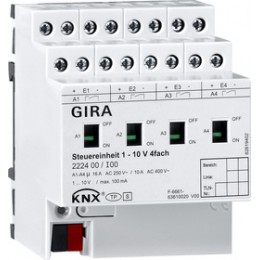 Gira 222400 Модуль управления KNX 1 – 10 В, 4-местный с ручным управлением арт. 222400