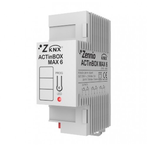 Zennio ZN1IO-AB60 ACTinBOX MAX6/ Актуатор (Модуль KNX дискретных выходов) 6DO/контроллер 2/4 трубных фанкойлов арт. ZN1IO-AB60 (снято с производства)