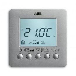 ABB 6138/11-83-500 Терморегулятор для фэнкойла с дисплеем, накладной монтаж, серебристый алюминий арт. 6138/11-83-500