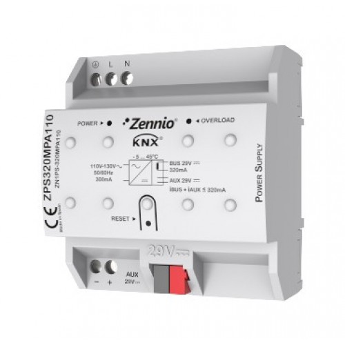 Zennio ZN1PS-320MPA110 Блок питания KNX 320mA со вспомогательным блоком питания 29VDC. арт. ZN1PS-320MPA110
