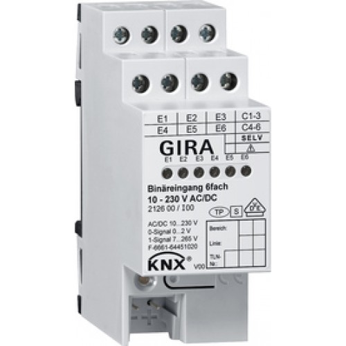 Gira 212600 KNX Двоичный вход 6-местный. 10 - 230 В AC/DC арт. 212600