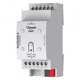 Zennio ZIO-RQUAD8 RailQUAD 8/Модуль KNX аналоговых или бинарных входов, 8 AI/DI, на DIN рейку арт. ZIO-RQUAD8