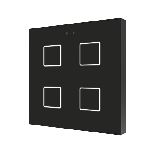 Zennio ZVIF4V2A Выключатель сенсорный KNX Flat 4 V2, 4-кнопочный, LED индикация, цвет чёрный арт. ZVIF4V2A (снято с производства)