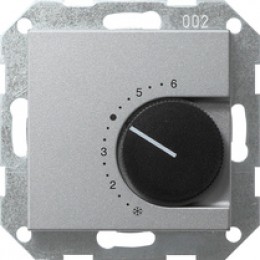 Gira System55 Терморегулятор с размыкающим контактом 24В/10 (4)A , алюминий арт. 039126