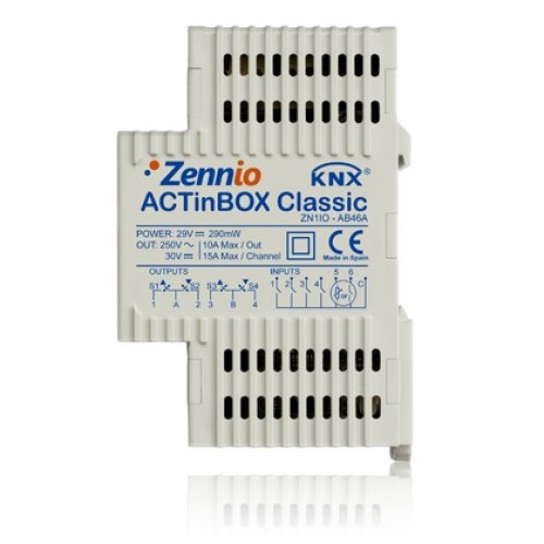 Zennio ZN1IO-AB46 Многофункциональный привод 4Out10A 6In ACTinBOX CLASSIC арт. ZN1IO-AB46
