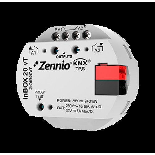 Zennio ZIOIB20VT Многофункциональный привод для скрытого монтажа с 2 выходами (16 А C-Нагрузка) inBOX 20 vT арт. ZIOIB20VT