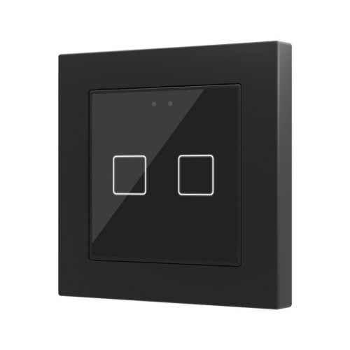 Zennio ZVIF55X2VTA Емкостный сенсорный выключатель с подсветкой (55 x 55 мм) Flat 55 X2 vT, цвет чёрный арт. ZVIF55X2VTA (снято с производства, замена ZVIF55X2V2A)