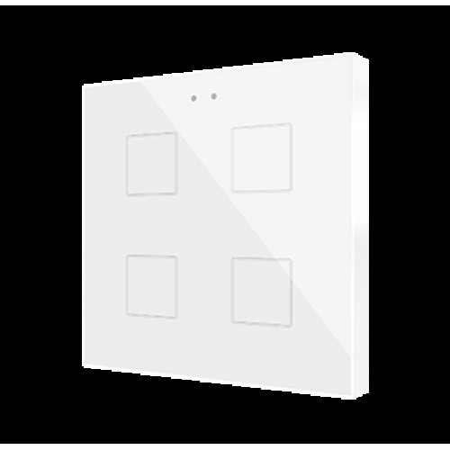 Zennio ZVIF4VTGW Выключатель сенсорный KNX Flat 4, версия vT, 4-кнопочный, LED индикация, 2хAI/DI, цвет: глянцевый белый арт. ZVIF4VTGW (снято с производства, замена арт. ZVIF4V2GW)