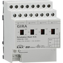 Gira 100400 Актуатор Реле Instabus KNX/EIB, 4-канальное, с ручным управлением арт. 100400