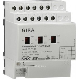 GIRA 101900 Актуатор (Исполнительное устройство управления), 3 канальное, 1-10 В арт. 101900