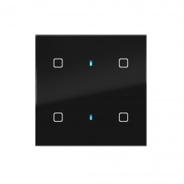 Blumotix BX–F–QB4 Стеклянная накладка на выключатель QUBIK BUTTON, 4 кнопки, квадратная 80X80, чёрная. арт. BX–F–QB4