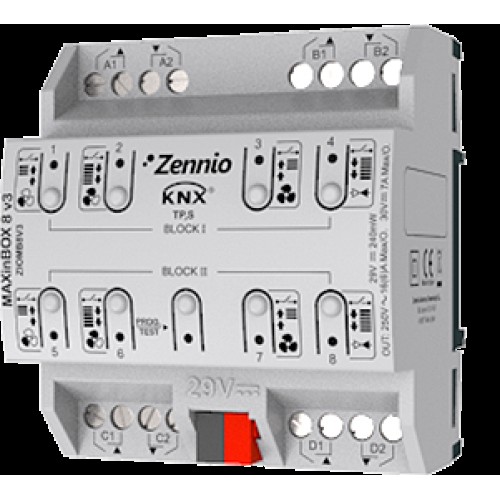 Zennio ZIOMB8V3 MAXinBOX 8 v3 Многофункциональный актуатор арт. ZIOMB8V3