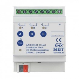 KNX SWITCH ACTUATOR 3F 16/20A 230VAC C-LOAD 200ΜF POWER MEASUREMENT