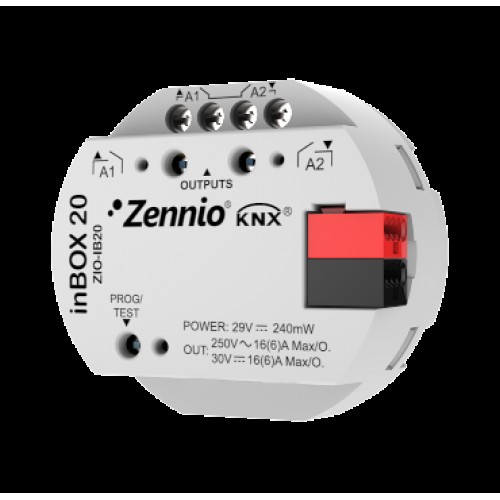 Zennio ZIO-IB20 InBOX 20/Актуатор (Многофункциональный привод KNX), 2 выхода 16A арт. ZIO-IB20