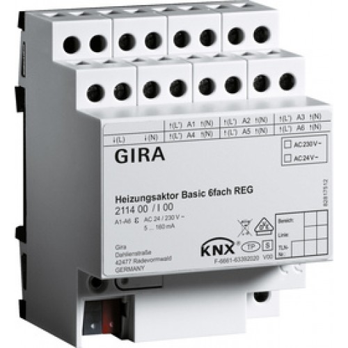Gira 211400 KNX Исполнительное устройство отопления Basic 6-местное арт. 211400