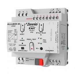 Zennio ZPR46 Многофункциональное устройство с блоком питания, интерфейсом KNX-IP, 4 выходами, 6 входами и логическим модулем ALLinBOX 46 арт. ZPR46