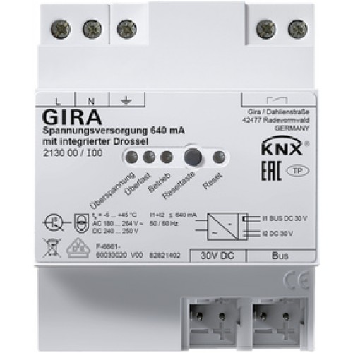 Gira 213000 Источник электропитания KNX 640 мА с интегрированным дросселем арт. 213000